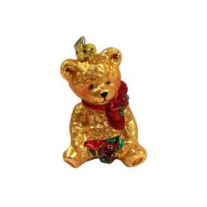 Ornament Glass Hand Blown Teddy Bear Merck Family Old World Christmas Tree